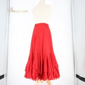 社交ダンス 衣装 スタンダード スカート レッスンウェア 練習着 オールシーズン U:NA ユーナ レッド系 無地 シンプル 派手 ボリューム 上品 フレアスカート ダンス練習 衣装 美しい揺れ 女性用 派手色 春夏秋冬 流れるような動き ユニークデザイン フィット感 伸縮性 素材 ポリエステル