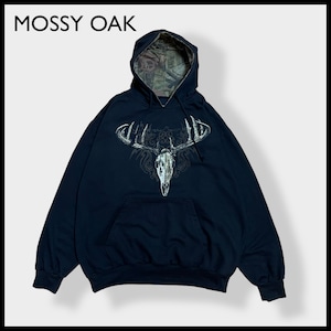 【MOSSY OAK】バッファロー スカル プリント スウェット パーカー フーディー プルオーバー リアルツリー カモフラ 迷彩 XL ビッグシルエット モッシーオーク US古着