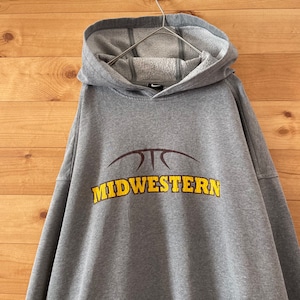 【NIKE】カレッジ ミッドウェスタン大学 Midwestern バスケ プリント ヒビ割れ スウェット パーカー 3XL ゆるだぼ ビッグサイズ ナイキ 刺繍ロゴ スウッシュ US古着