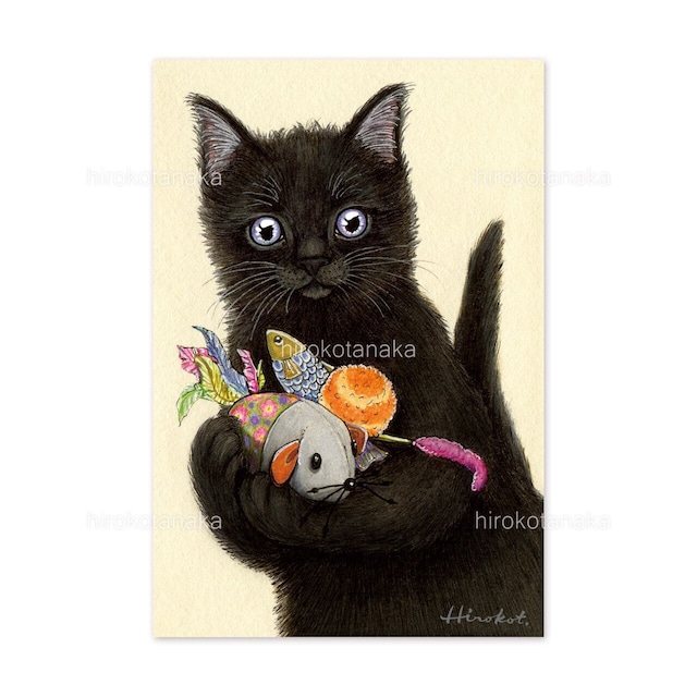 5.こねこの宝物 ポストカード / Kitten and Treasures Postcard