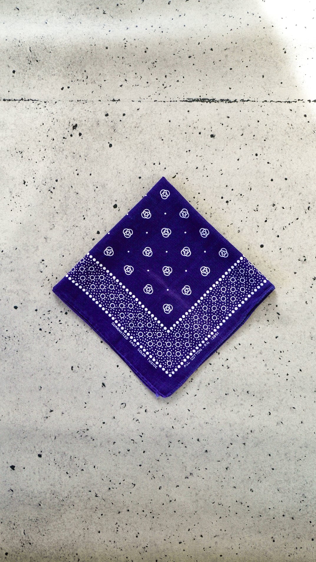 【1960s】TUSIDE ツーサイド ドット柄 バンダナ《RN13961 GUARANTEED FAST COLOR TUSIDE ギャラ入り ネイビー 片耳 ヴィンテージ》