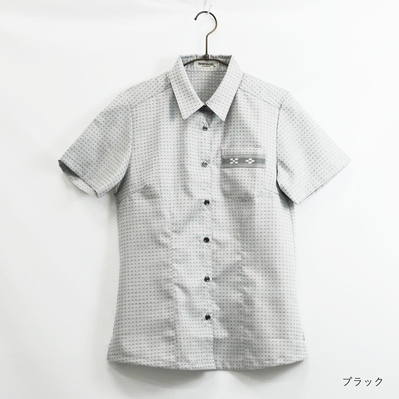 形態安定 ドットジャガード シャツカラー 半袖 シャツ [MINSAH
