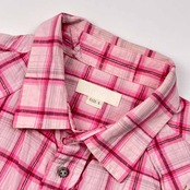 DIESEL ディーゼル チェック 半袖 ウエスタンシャツ L/ピンク系 メンズ