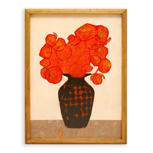 Orange bouquet and black vase#2 No.251