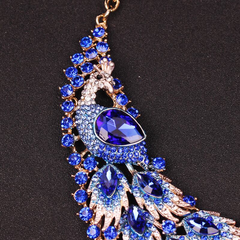 ラグジュアリー ビッグネックレス ピアスセット 孔雀の尾 パーティー