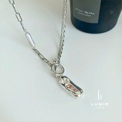 モダンシルバーレイヤードネックレス