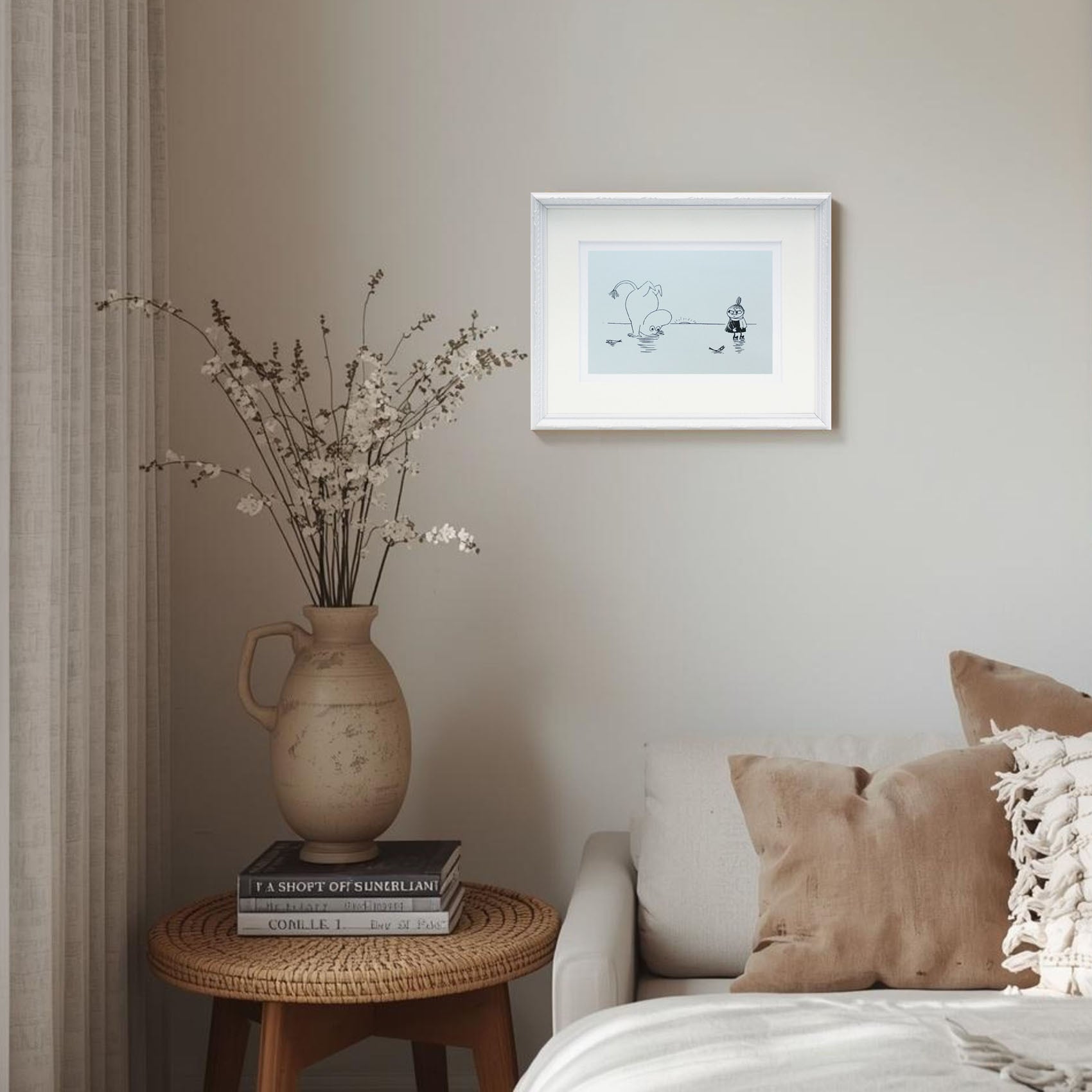 ムーミン 北欧 Postery「氷上のムーミンとリトルミイ」送料無料 フレーム 展示用フック付アートポスター 絵画 インテリア アート