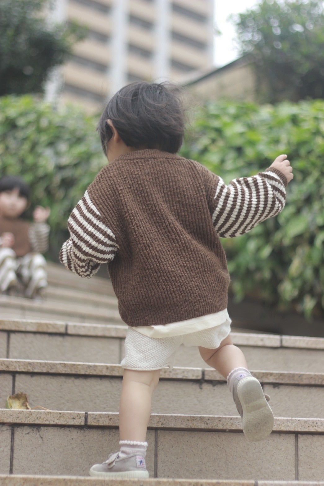 【即納/送料無料】Grown / Organic Stripe Sleeve Knit Pull Over