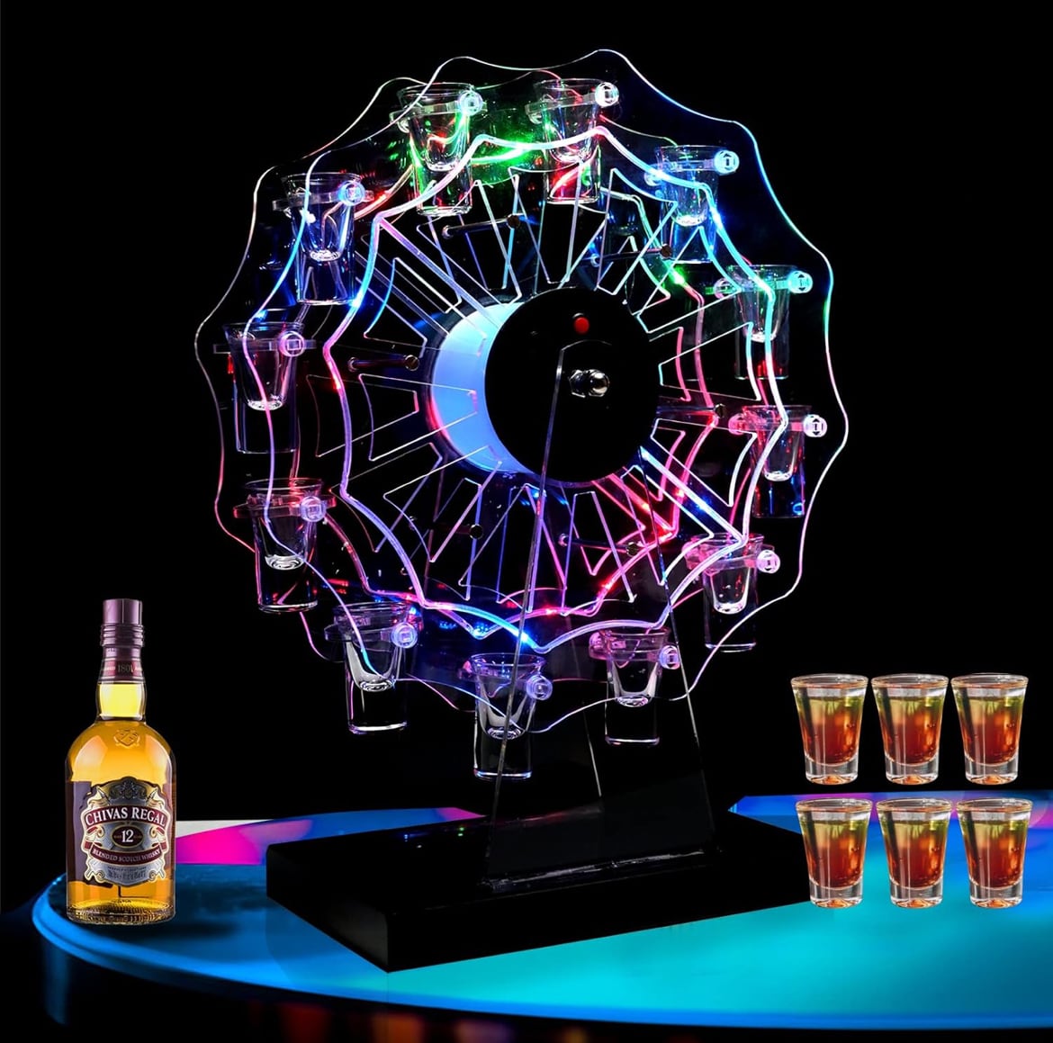 テキーラ観覧車　12カップ　パーティー　飲み会 Amazon｜WANCHIY テキーラ観覧車 LED酒ボトルの表示棚 12カップ