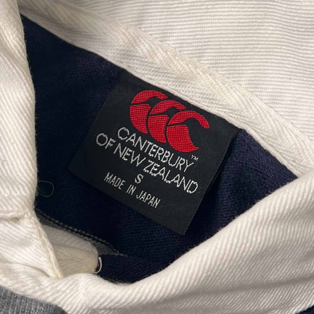 CANTERBURY OF NEW ZEALAND カンタベリー ボーダー 半袖 ポロシャツ ラガーシャツ S/グレー×ネイビー メンズ 日本製