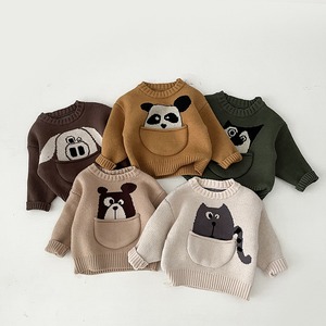 【BABY&KID】可愛いアニマルポケット付きセーター