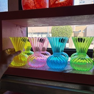 NEON GLASS VASE 4Color ネオンカラー ガラス フラワーベース 花瓶 イエロー ピンク ブルー グリーン