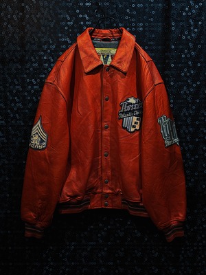 "AVIREX"vintage 3XL orange leather stadium jacket