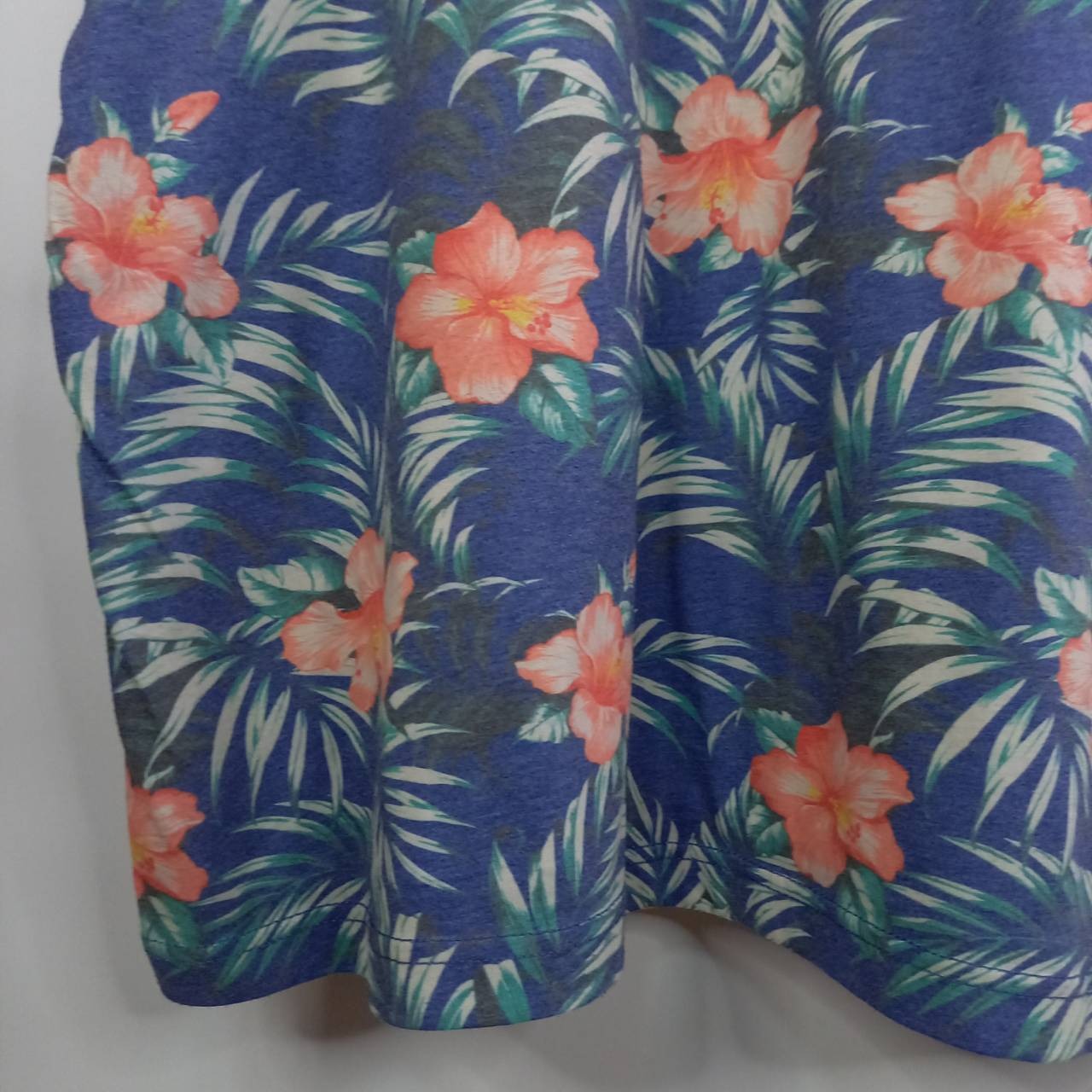 トミーヒルフィガー　クルーネック　Tシャツ　半袖　花柄　刺繍ロゴ　ネイビー　XL