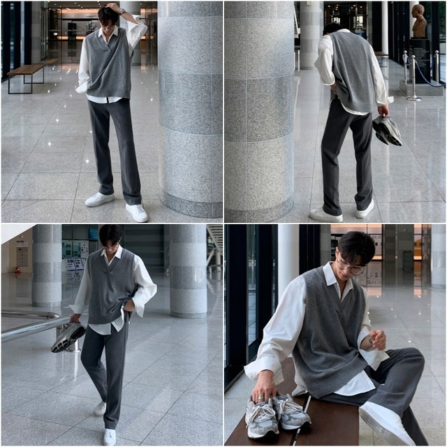 韓国メンズファッション メンズ ベスト ニット Vネック 無地 ノースリーブ オーバーサイズ ユニセックス E Eaglerose イーグルローズ 韓国メンズファッション通販サイト 韓国メンズファッション メンズ ベスト ニット Vネック 無地 ノースリーブ オーバーサイズ ユニセックス E Eaglerose イーグルローズ 韓国メンズファッション通販サイト