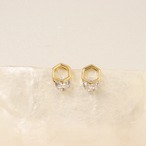 ヘキサゴンキュービックジルコニアピアス シルバー925ポスト 低アレルギー bittersweet