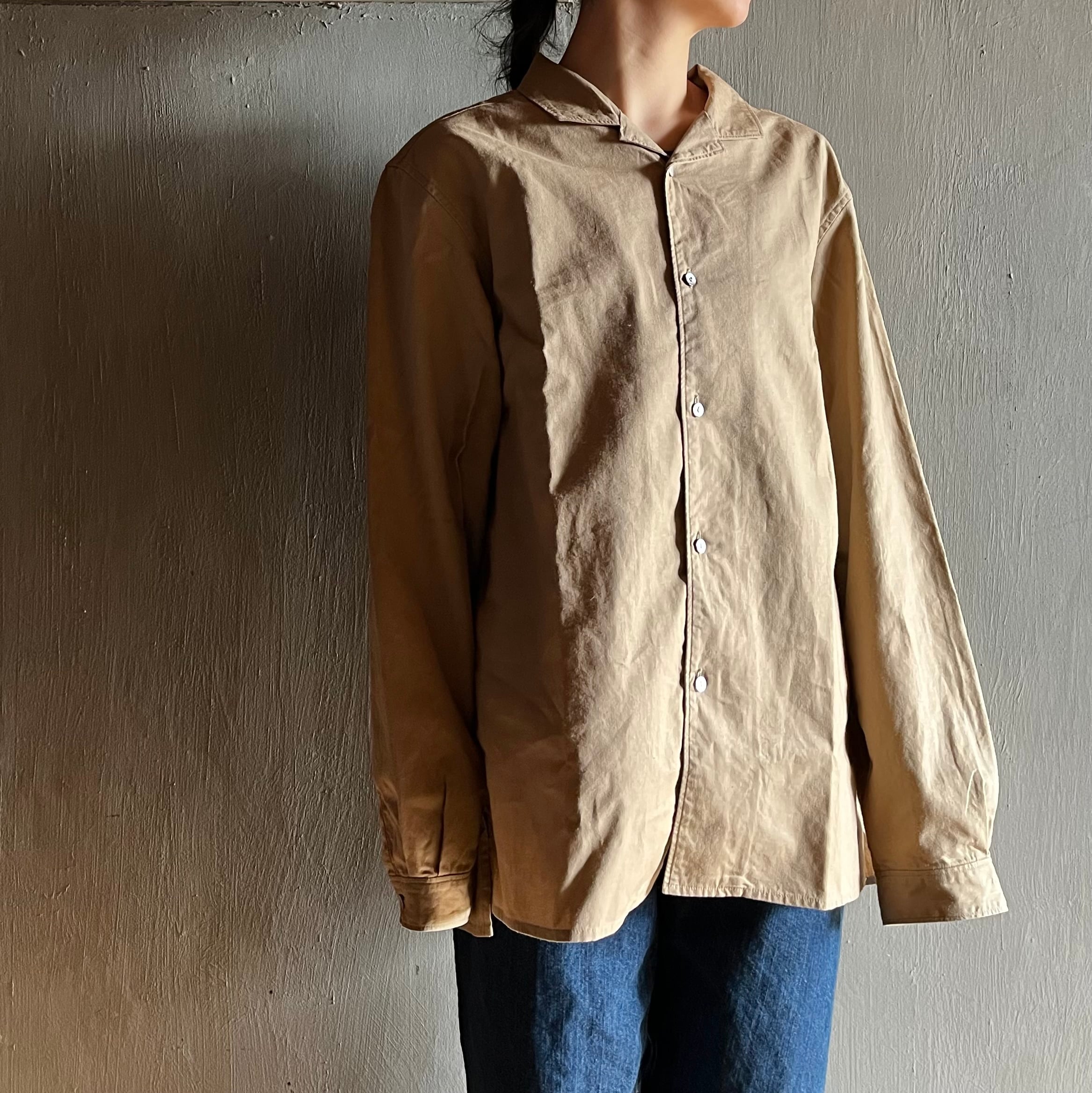 MITTAN｜大麻綿ウェザー開襟シャツ SH-119 薄茶 | CORNER_122