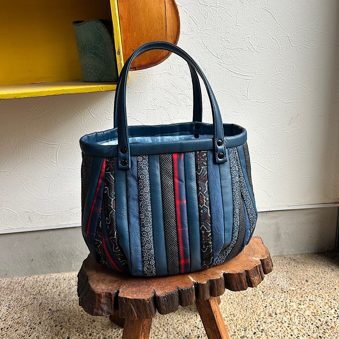 革と古布のバッグ | Atelier LeatherN - レザークラフト「ナホの手作り