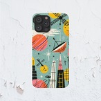 受注生産 iPhoneケース ロケットと惑星の宇宙都市柄｜ロケットモチーフ RFSP050C