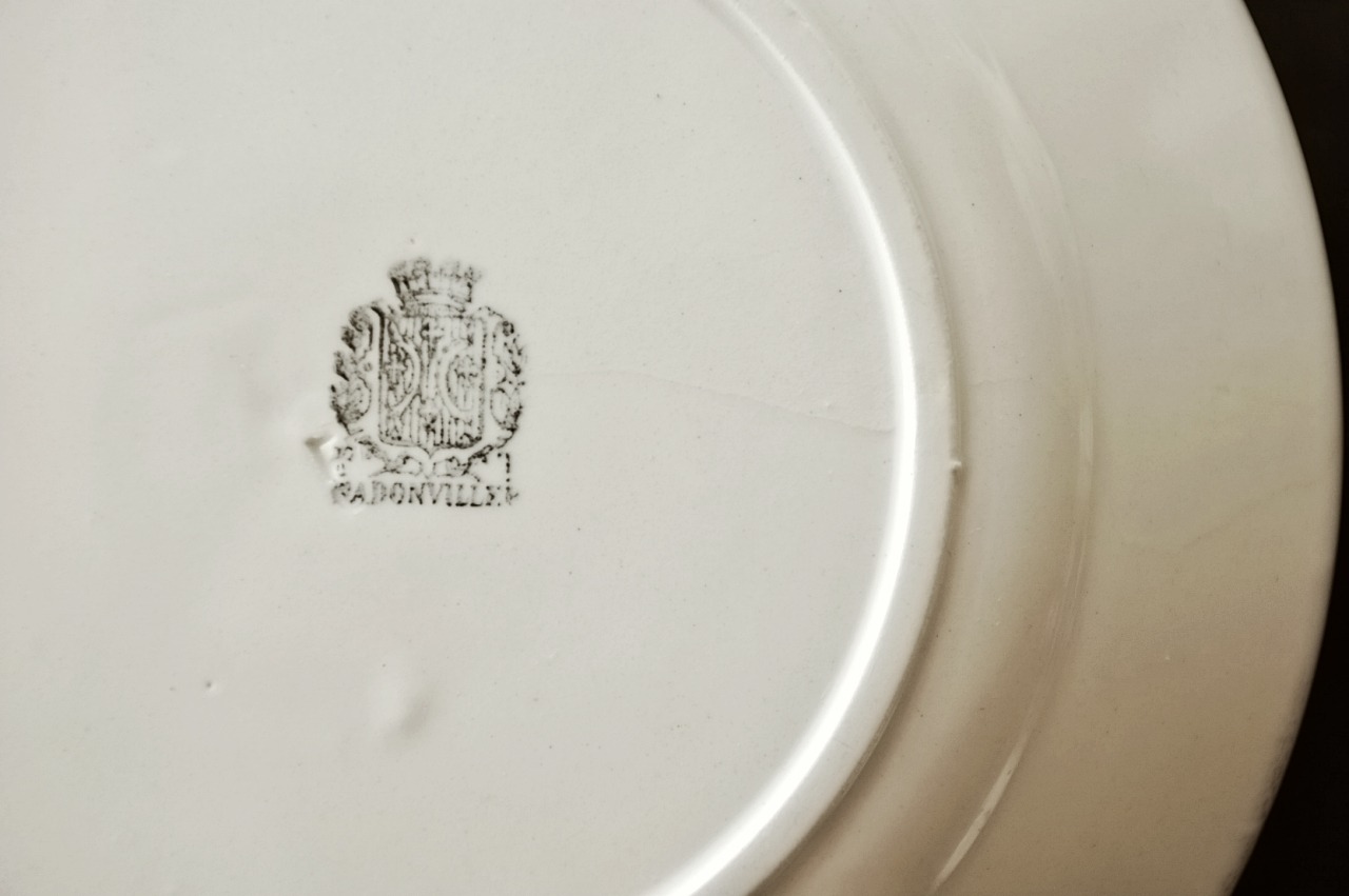 1897s~ Badonviller 白さの満月と白さのプレートd バドンヴィレ アンティーク