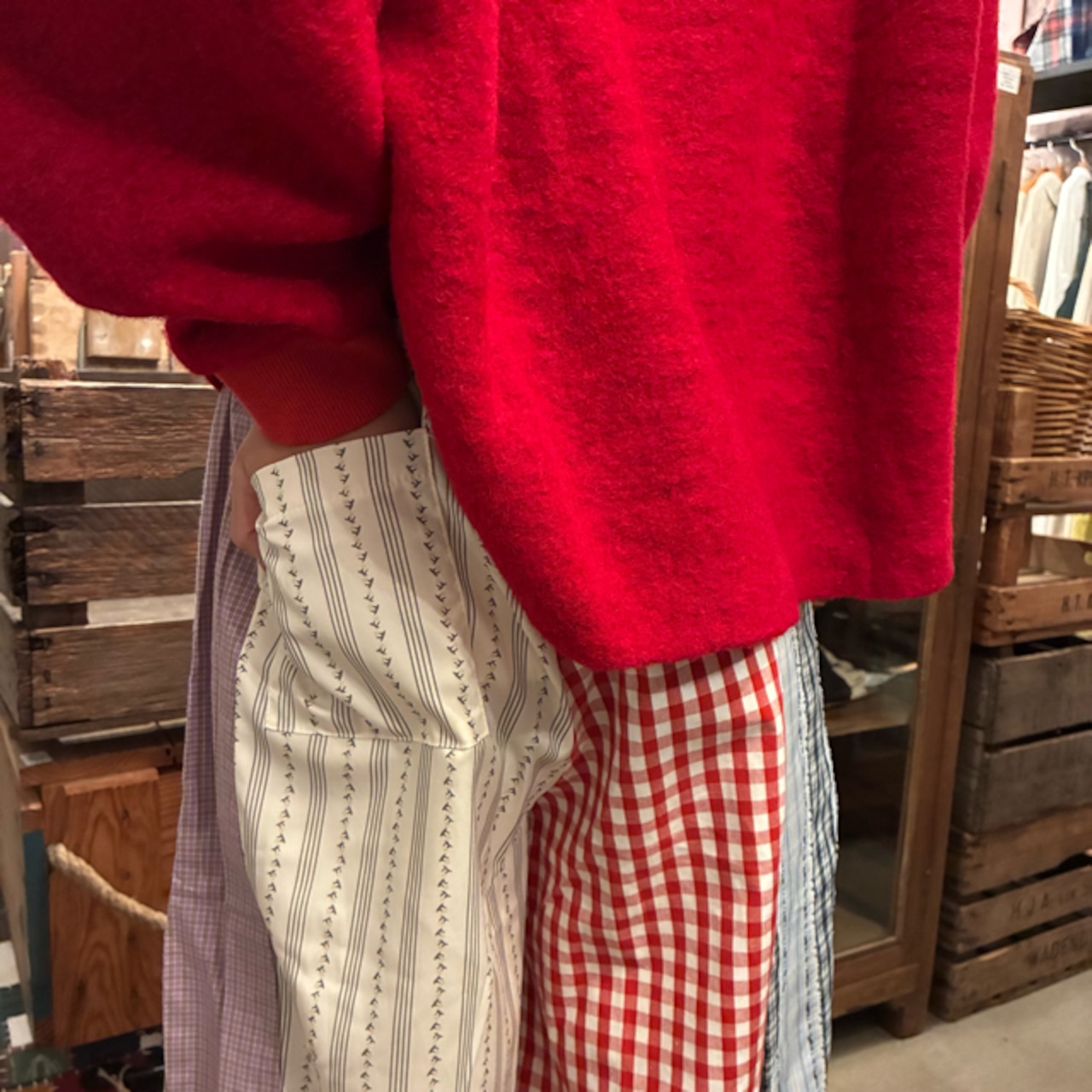 TOPANGA Lady's Patchwork Check Wide Pants　パッチワークチェックワイドパンツ
