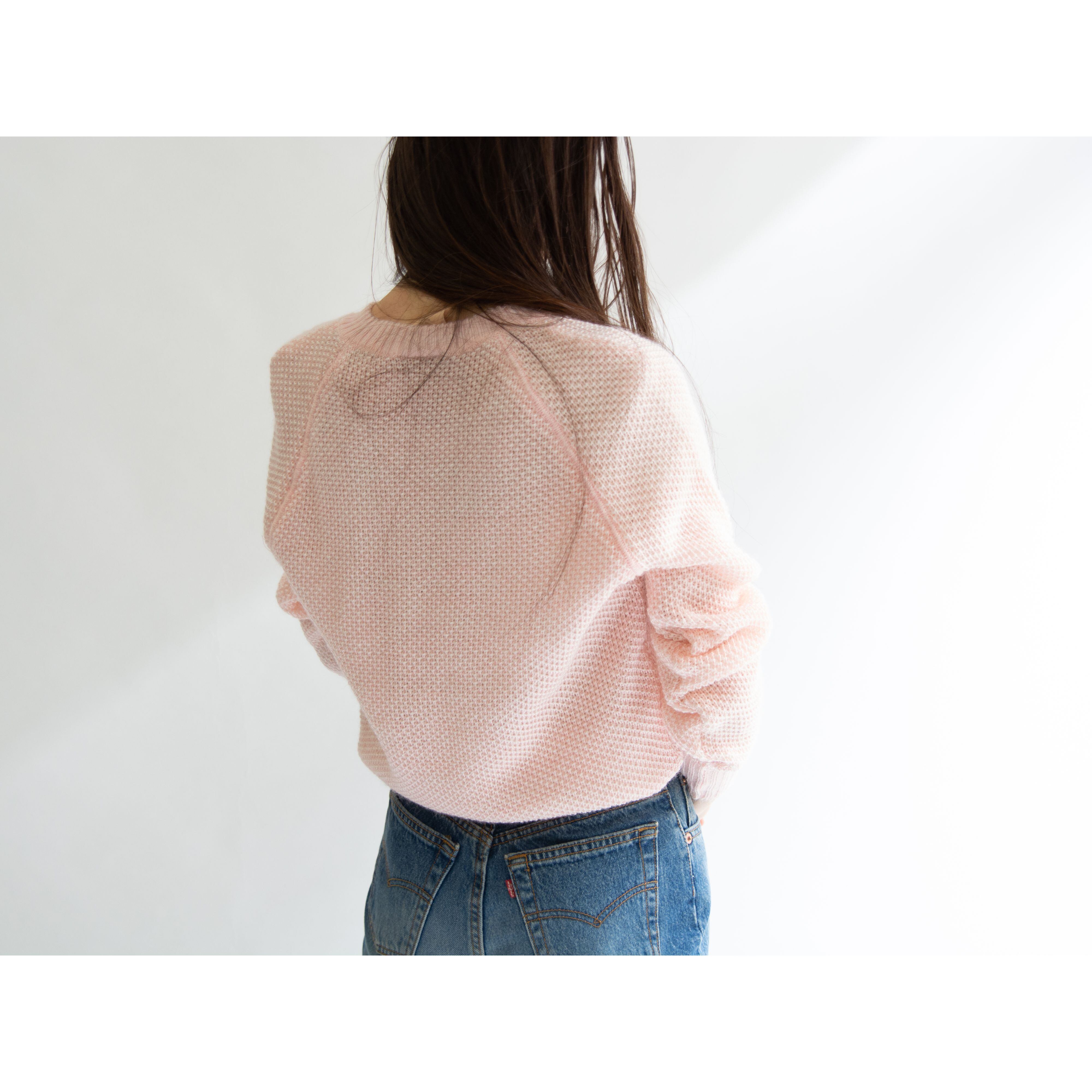 【courreges paris】Made in France 70's acrylic-mohair v-neck sweater(クレージュ アクリルモヘヤVネックニットプルオーバー セーター)12a