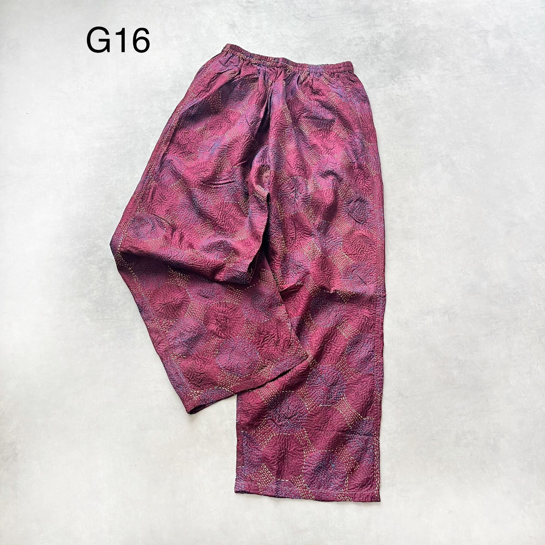 未使用品　pokipcee ポキプシー　シルク刺し子パンツ　ぐるぐる　1点物 未使用品 pokipcee ポキプシー シルク刺し子パンツ ぐるぐる 1点