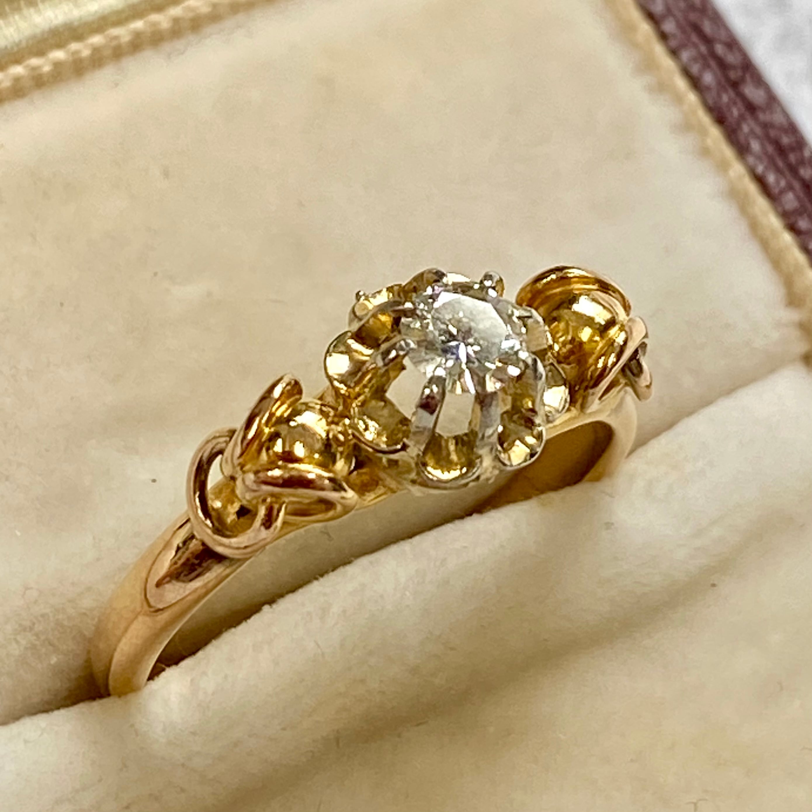 フランス K18 ヴィンテージリング 18金（ふくろう刻印） ダイヤモンド