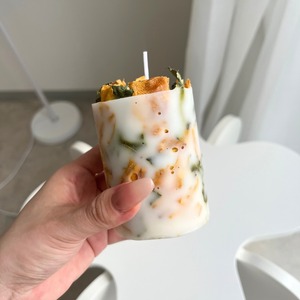 オレンジローズキャンドル［リボンのみor選べる筆記体メッセージ］