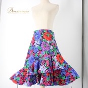 【タグ付き】社交ダンス 衣装 スタンダード スカート レッスンウェア 青 赤 黒 緑 SEKINE セキネ ブラック系 ブルー系 グリーン系 レッド系 花柄 フラワーデザイン Lサイズ ポリエステル 生地 ダンスウェア カラフル 鮮やか スポーティー フェミニン セットアップ お洒落 春夏用 講習用 ステージ衣装 伸縮性 シンプル スタイリッシュ