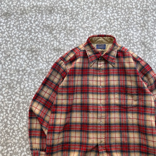 PENDLETON / 70's Wool check ls shirt sizeXL