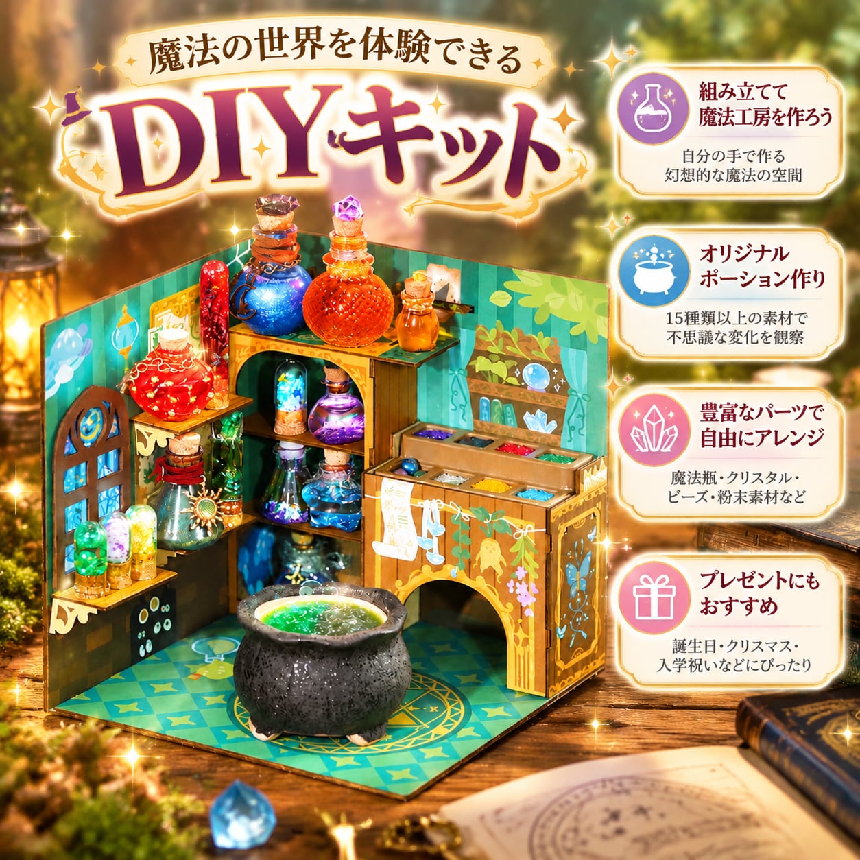 JT90.魔法の世界 DIYミニチュアハウス 魔法薬工房キット 手作り知育