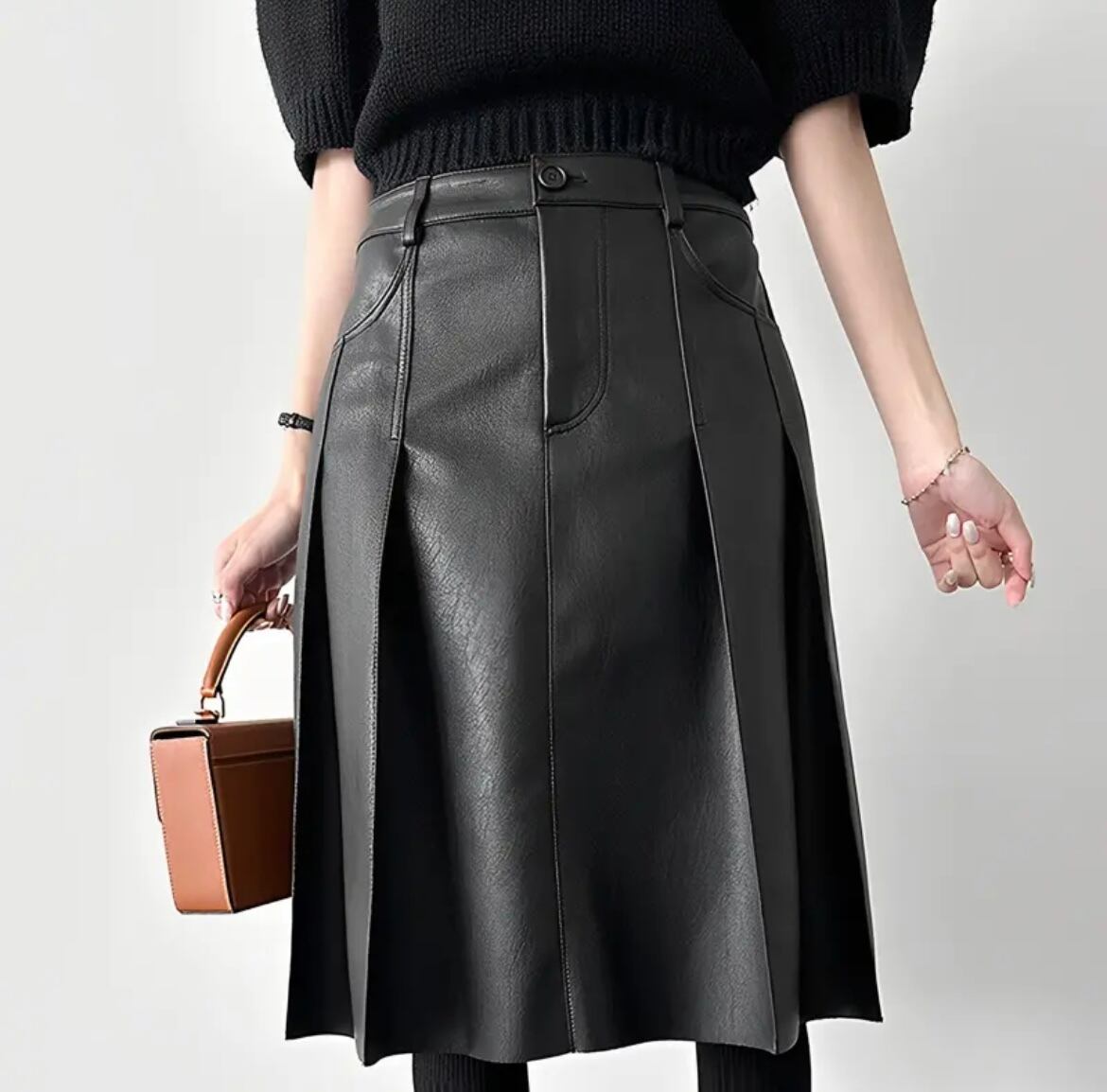 2color / レザープリーツスカート