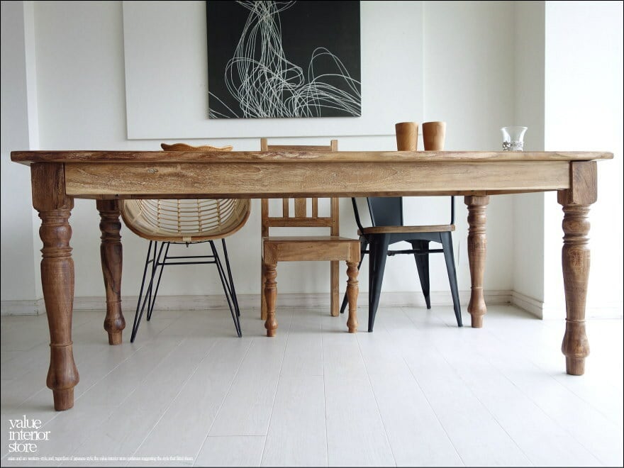 オールドチーク ガラステーブル 直径90cm 安く 買う