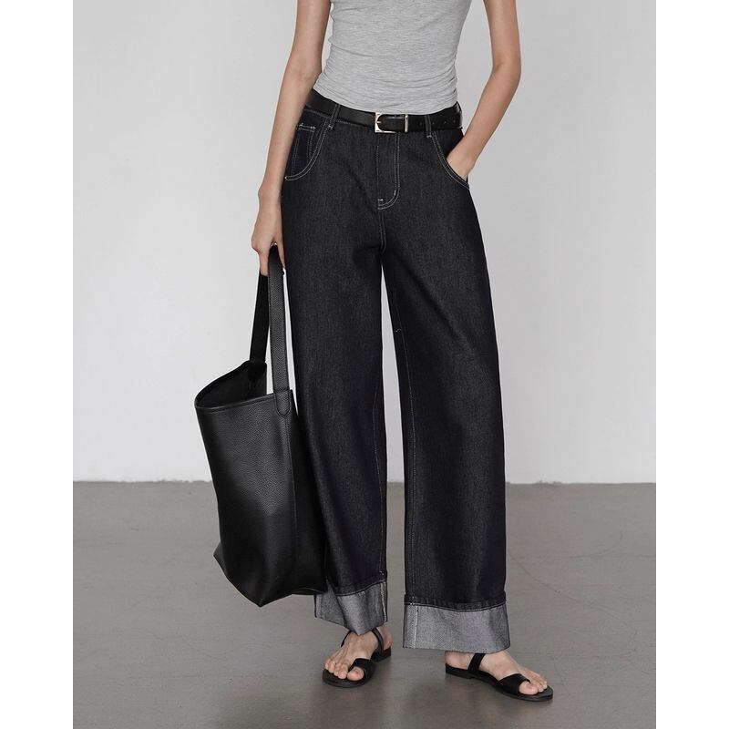 roll up straight denim pants 101580