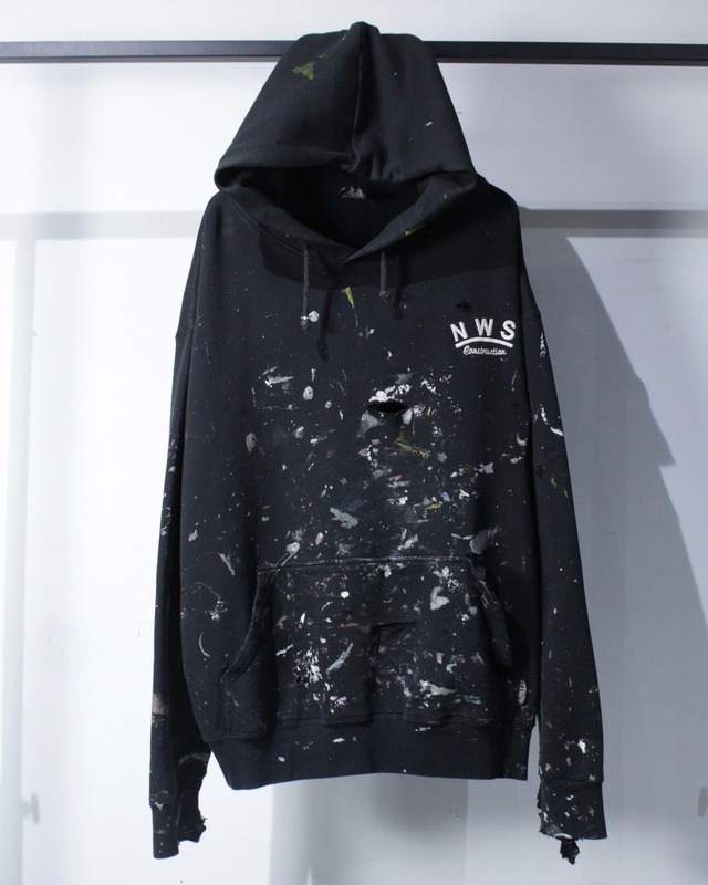 【Caka BLACK】Damage × Paint Custom Pullover Hoodie
