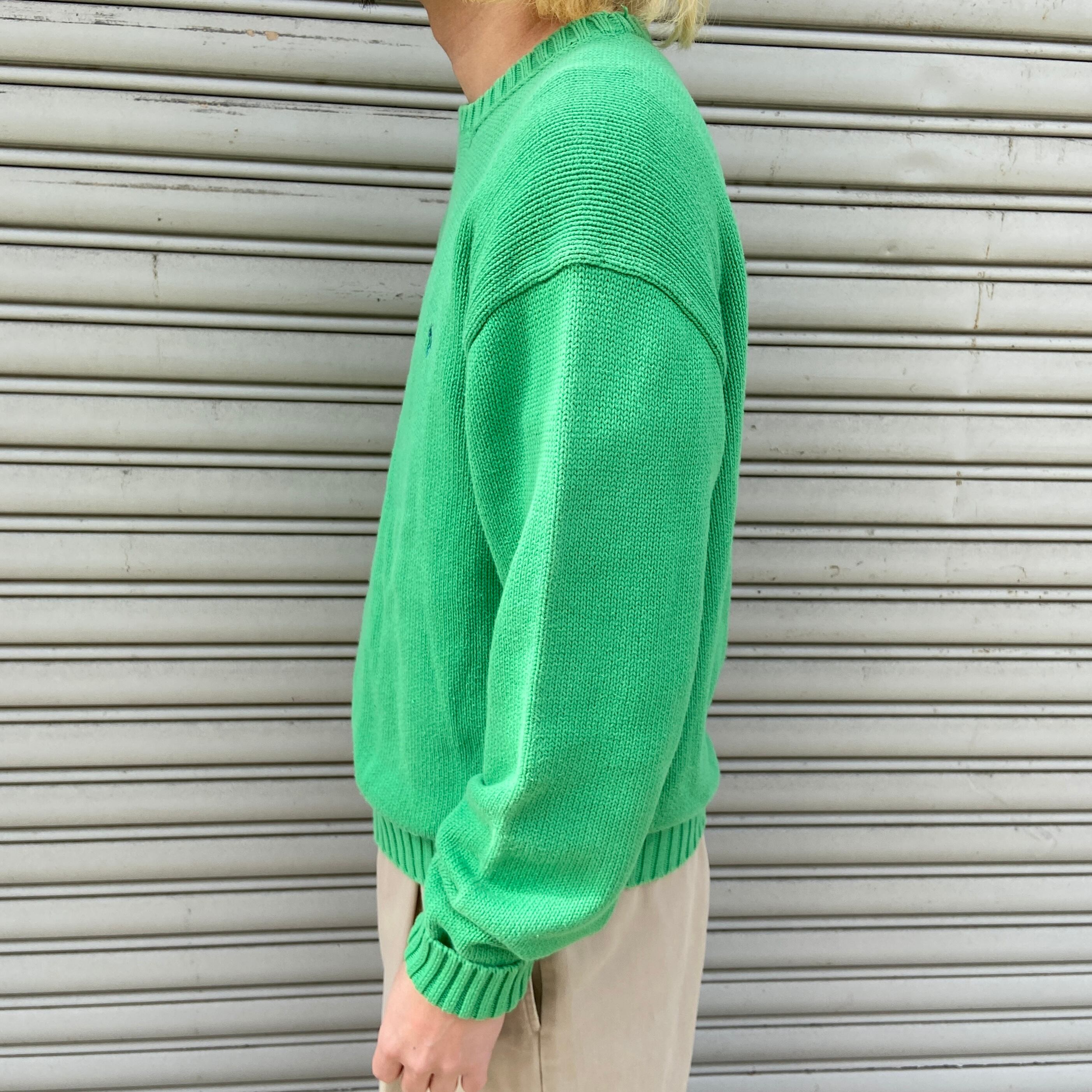 ラルフローレン ワンポイントロゴセーター コットンニット グリーン L