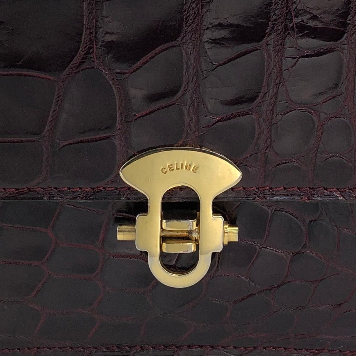 CELINE セリーヌ ショルダーバッグ ボルドー フロントロック ロゴ