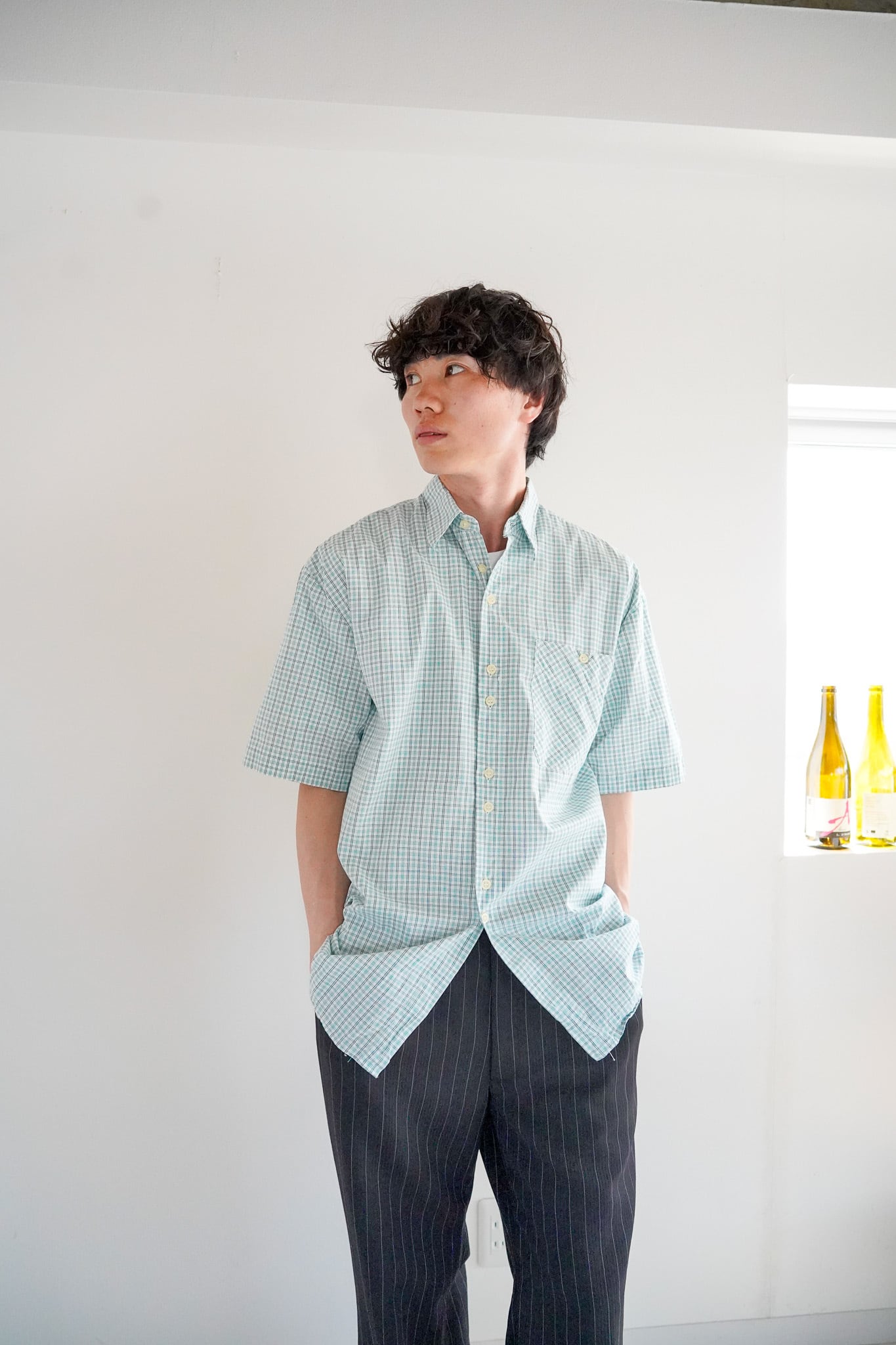 【980s】"Country Club" Plaid Pattern Short Sleeve Shirts / 6-167