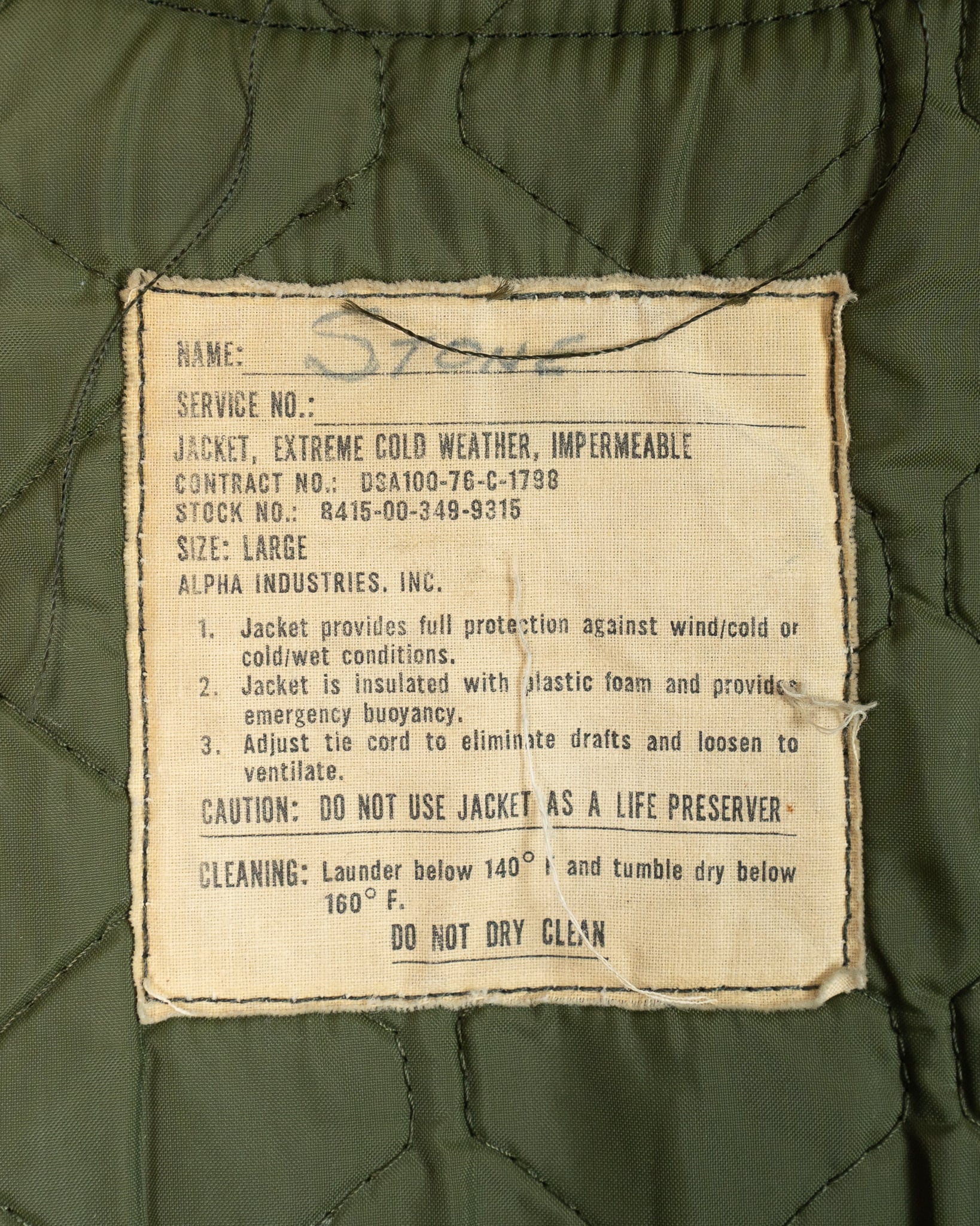 LARGE】U.S.NAVY Deck Jacket Extreme Cold Weather Impermeable 実物