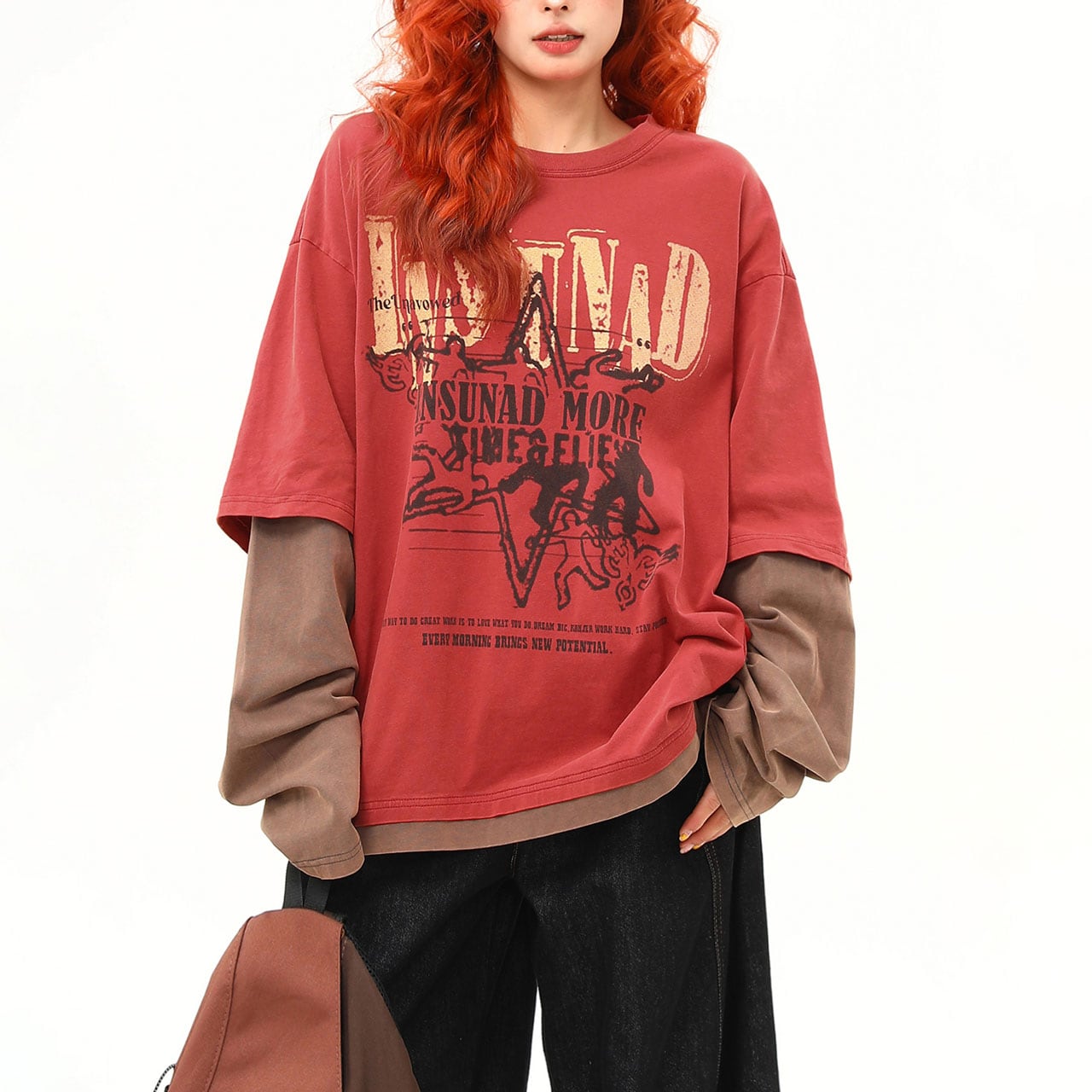 ヴィンテージロゴレイヤードロングTシャツ 2col R00791