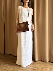 vintage brown leather square shoulder bag-5137-7