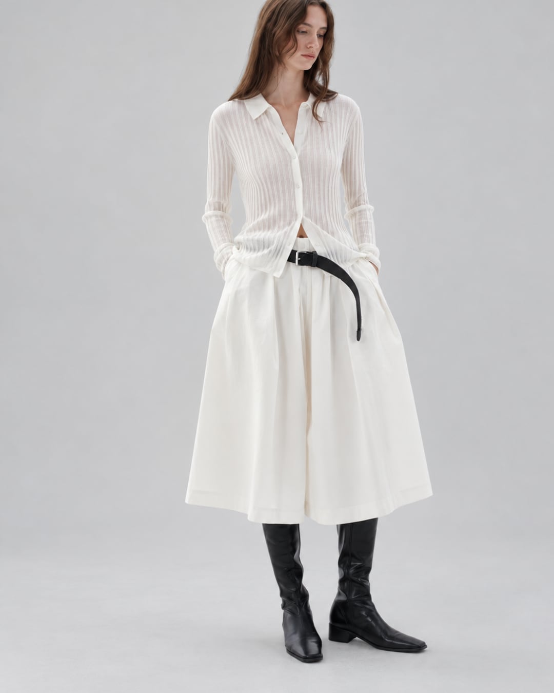 Sheer Ribbed Wool Cardigan