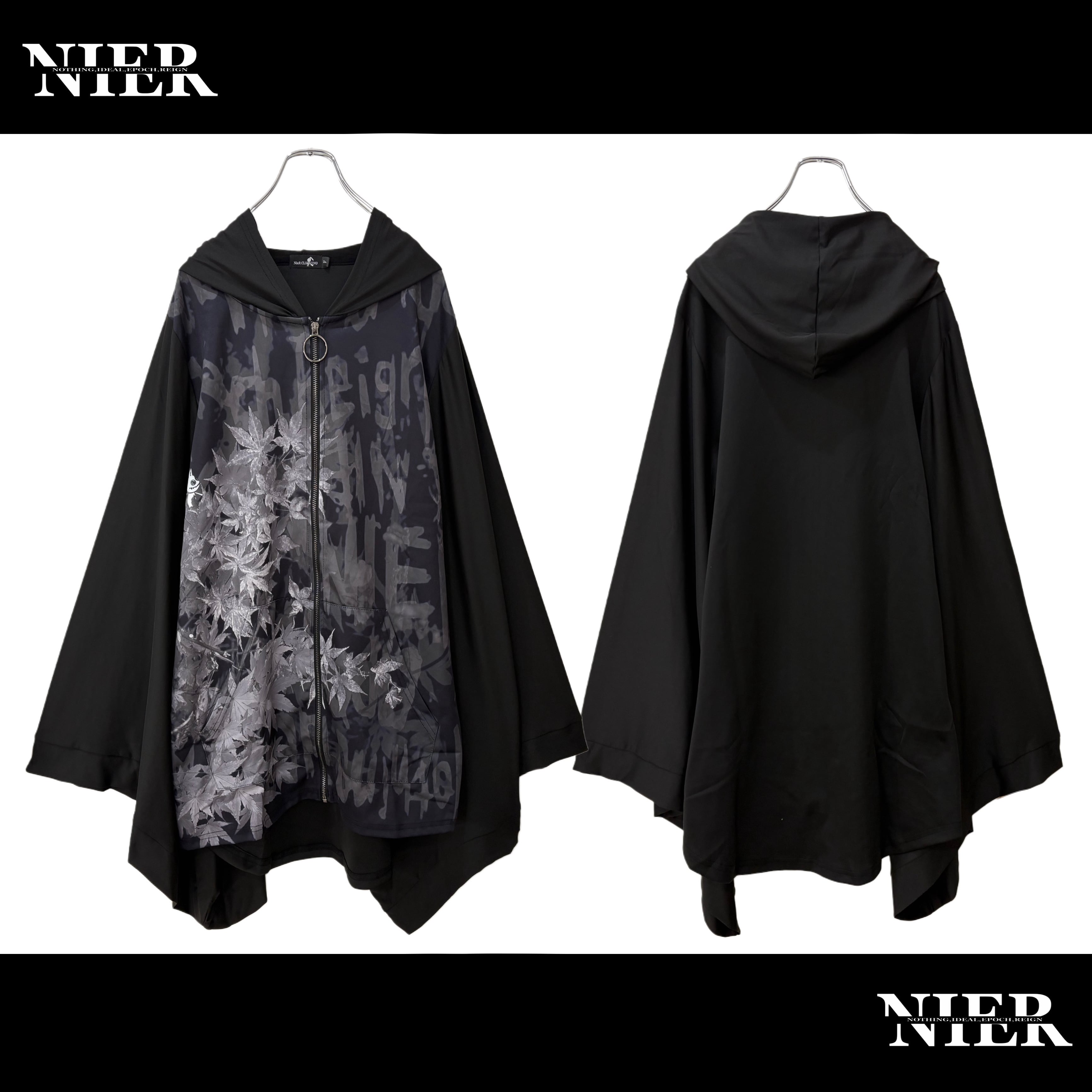 着物風袖ZIP OUTER【黒紅葉】 | NIER CLOTHING