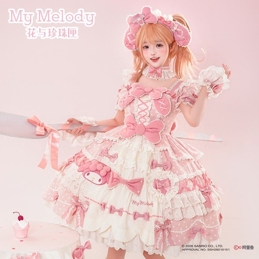 マイメロディコラボ ときめきピンクのアイドル甘ロリワンピース