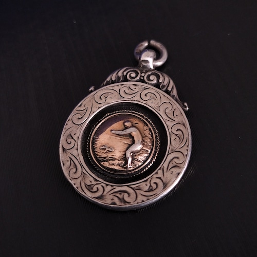 Sterling Silver and gold 1912-13年 pocket watch fob pendant