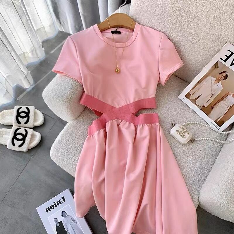 シンプルピンクロングワンピース G114CON0037