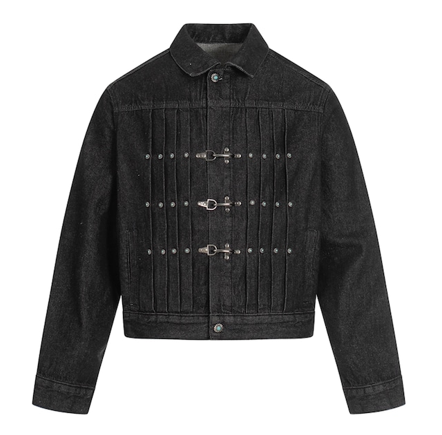 Metal buckle denim jacket 0005