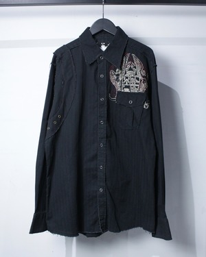 【Caka BLACK】Gothic Design Loose L/S Shirt