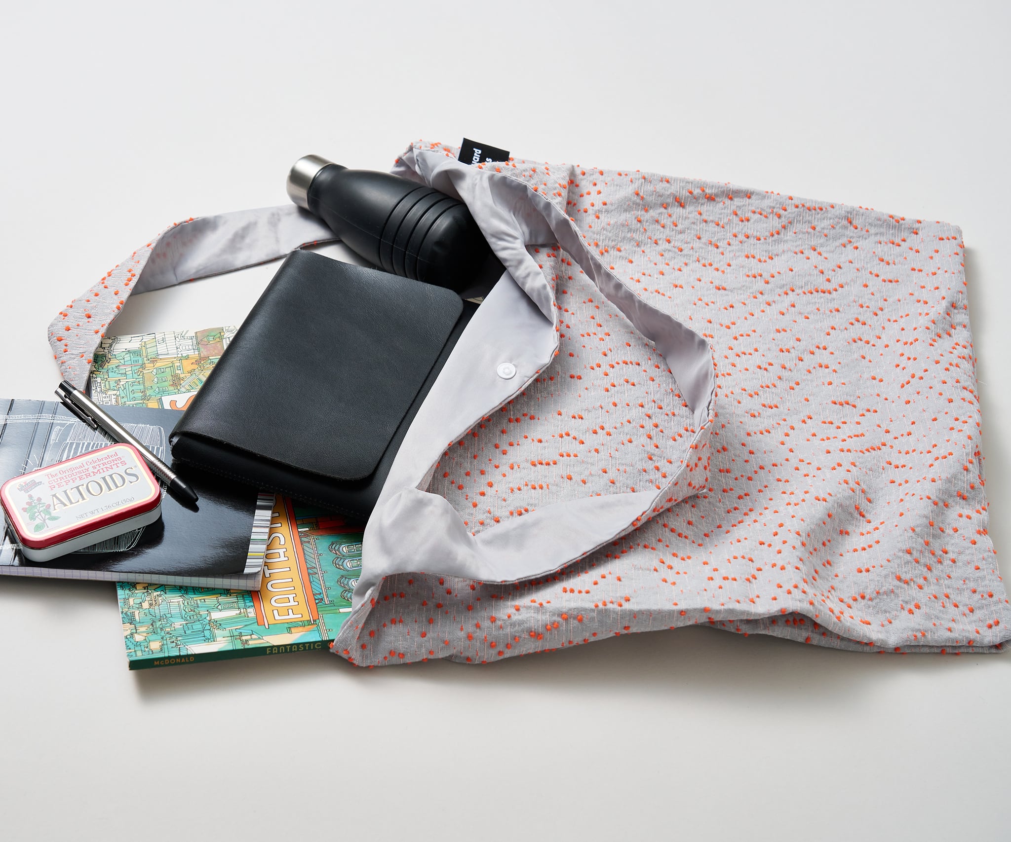 DOUBLE bag / orange dots / L（ポケット付） | Jacquard Works